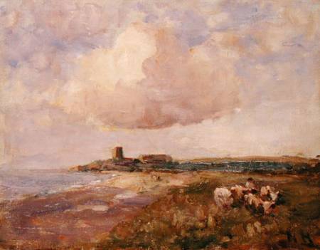 Irish Coastal View with Boy and Cattle à Nathaniel Hone
