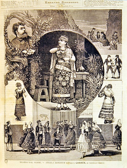 Programme for an Italian production of the opera ''Carmen'', Georges Bizet (1838-75) 1880 à Nelli Centenari