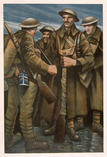 A Group of Soldiers, from British Artists at the Front, Continuation of The Western Front à Christopher R.W. Nevinson