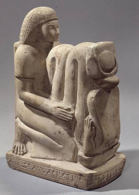Statue of Setau presenting the cobra goddess Nekhbet à New Kingdom Egyptian