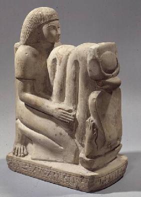 Statue of Setau presenting the cobra goddess Nekhbet