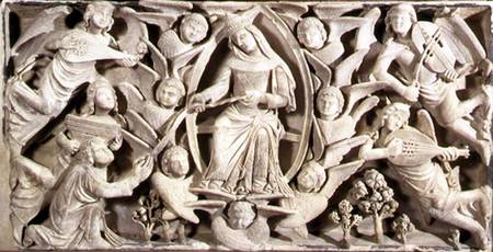 Altar of the Sacred Girdle, detail depicting the Assumption à Niccolo  del Mercia  and his son Sano