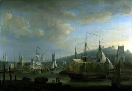 View of Bristol Harbour showing the Cathedral à Nicholas Pocock