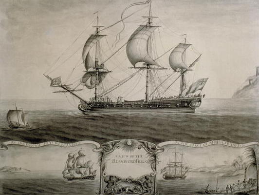 Views of the Blandford Frigate on the Passage to the West Indies and Trading on the Coast of Africa, à Nicholas Pocock