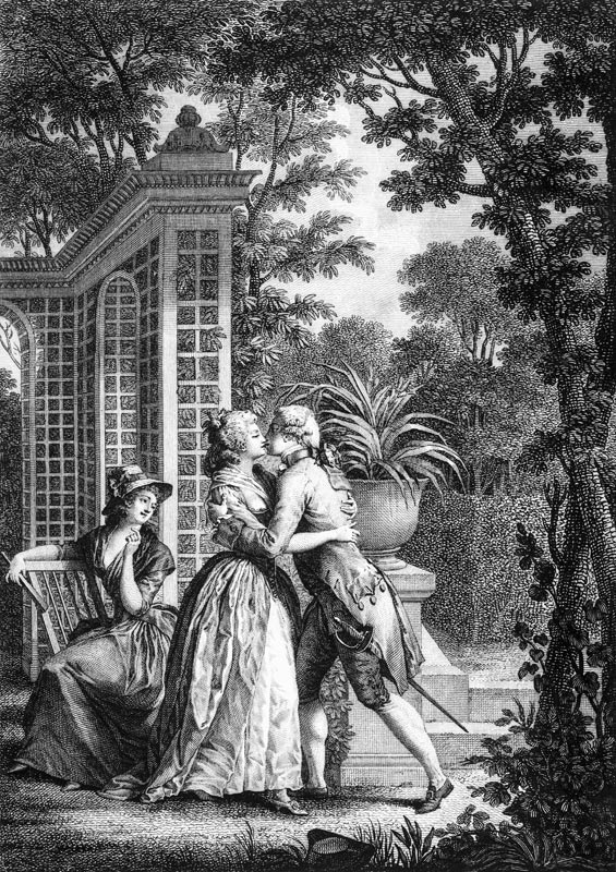 The First Kiss of Love, illustration from ''La Nouvelle Heloise'' by Jean-Jacques Rousseau (1712-78) à Nicolas André Monsiau