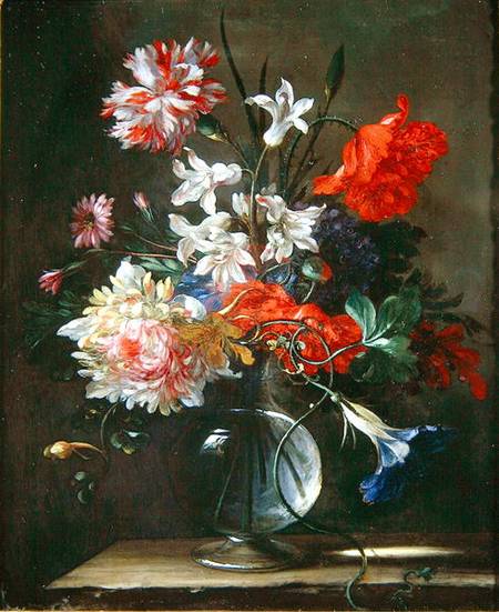 Flowers in a Glass Vase à Nicolas Baudesson