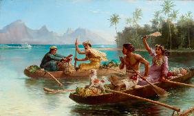 Race to the market, Tahiti (Wettfahrt zum Markt, Tahiti)