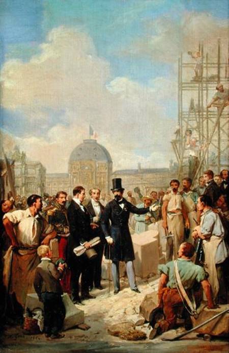 Study for Napoleon III (1808-73) Visiting the Works at the Louvre à Nicolas Louis Francois Gosse