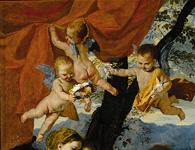 Groupe d'anges Détail la Sainte Famille à Nicolas Poussin