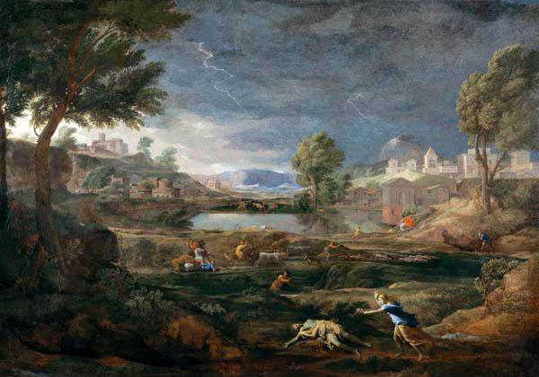Paysage d'orage avec Pyramus et des Thisbe