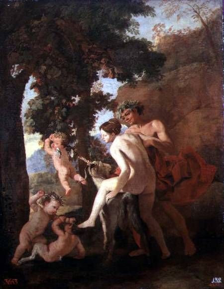 Venus, Faun and Putti à Nicolas Poussin