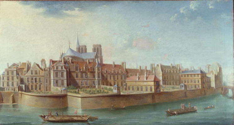 View of the Ile de la Cite from Ile St. Louis, Paris (oil on canvas) à Nicolas Raguenet
