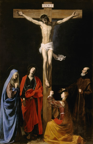 Christ on the Cross with the Virgin, Mary Magdalene, St. John and St. Francis of Paola à Nicolas Tournier