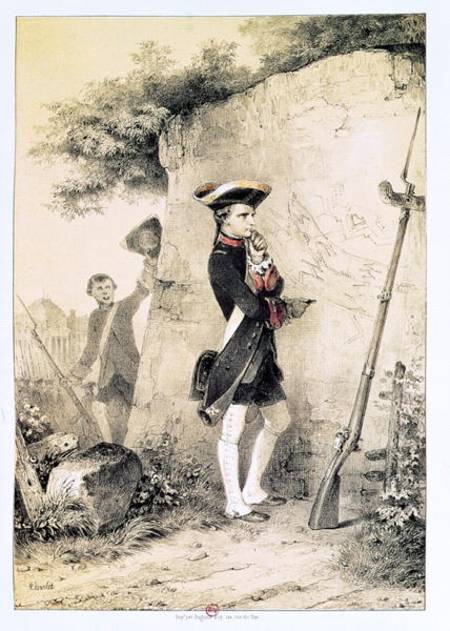 Napoleon I (1769-1821) at Military School in 1783, illustration from 'L'Empereur et la Garde Imperia à Nicolas Toussaint Charlet