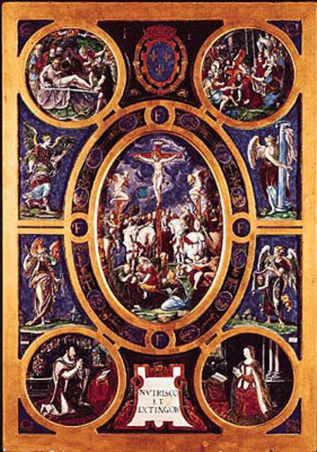 Altarpiece of Sainte-Chapelle, depicting the Crucifixion enamelled by Leonard Limosin (1505-76) 1553 à Nicolo dell' Abate