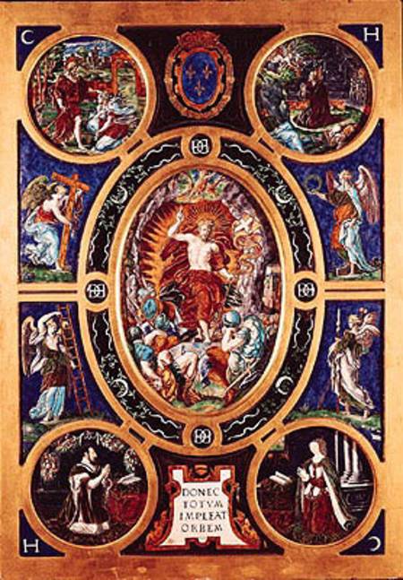 Altarpiece of Sainte-Chapelle, depicting the Resurrection enamelled by Leonard Limosin (1505-76) 155 à Nicolo dell' Abate