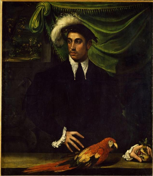 Man with parrot à Nicolo dell' Abate