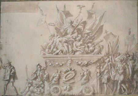 Triumphant Entry of Charles IX (1550-74) (pen & ink on paper) à Nicolo dell' Abate