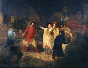 Die Grossfürstin Sophia zerreist den Gürtel von Wassily Kossoy à Nikolai Dmitrievich Dmitriev-Orenburgsky