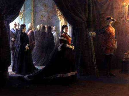 Catherine II (1729-96) at the Coffin of Empress Elizabeth (1709-61) à Nikolai Gay