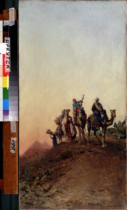 Camels near the pyramids à Nikolai Jegorowitsch Makowski
