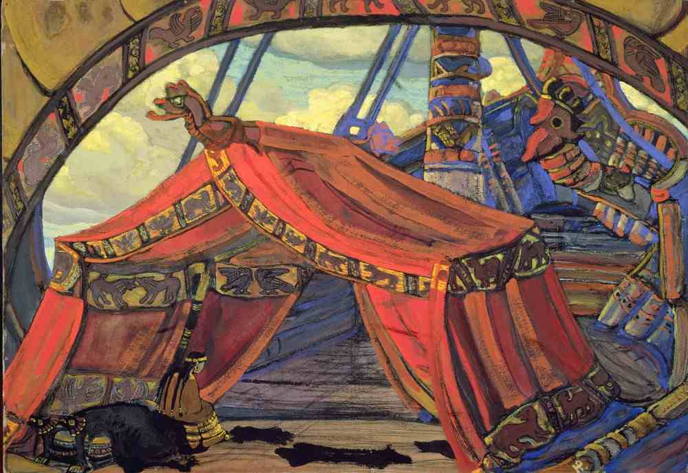 Stage design for Tristan and Isolde by Wagner à Nikolai Konstantinow. Roerich