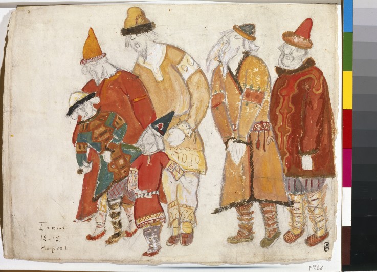Peoples. Costume design for the opera Prince Igor by A. Borodin à Nikolai Konstantinow. Roerich