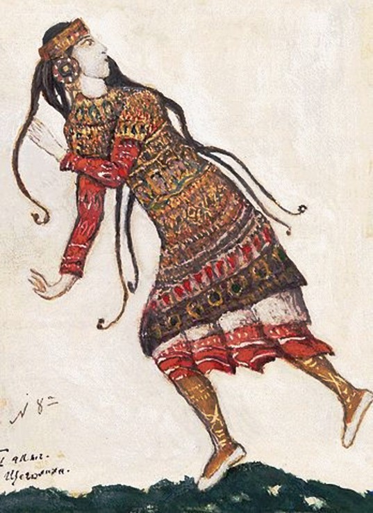 Ultrafashionable lady. Costume design for the ballet The Rite of Spring (Le Sacre du Printemps) by I à Nikolai Konstantinow. Roerich