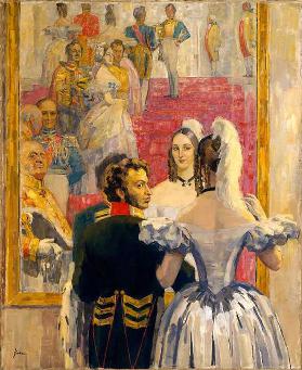 The poet Alexander Pushkin with his wife in Anich