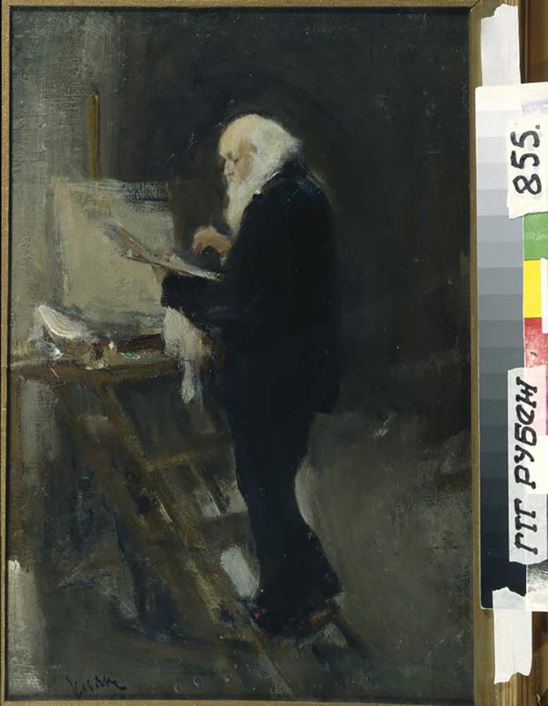 The painter Nikolai Ge (1831-1894) at work à Nikolai Pavlovich Ulyanov