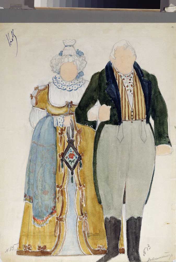Costume design for the opera Eugene Onegin by P. Tchaikovsky à Nikolai Pavlovich Ulyanov