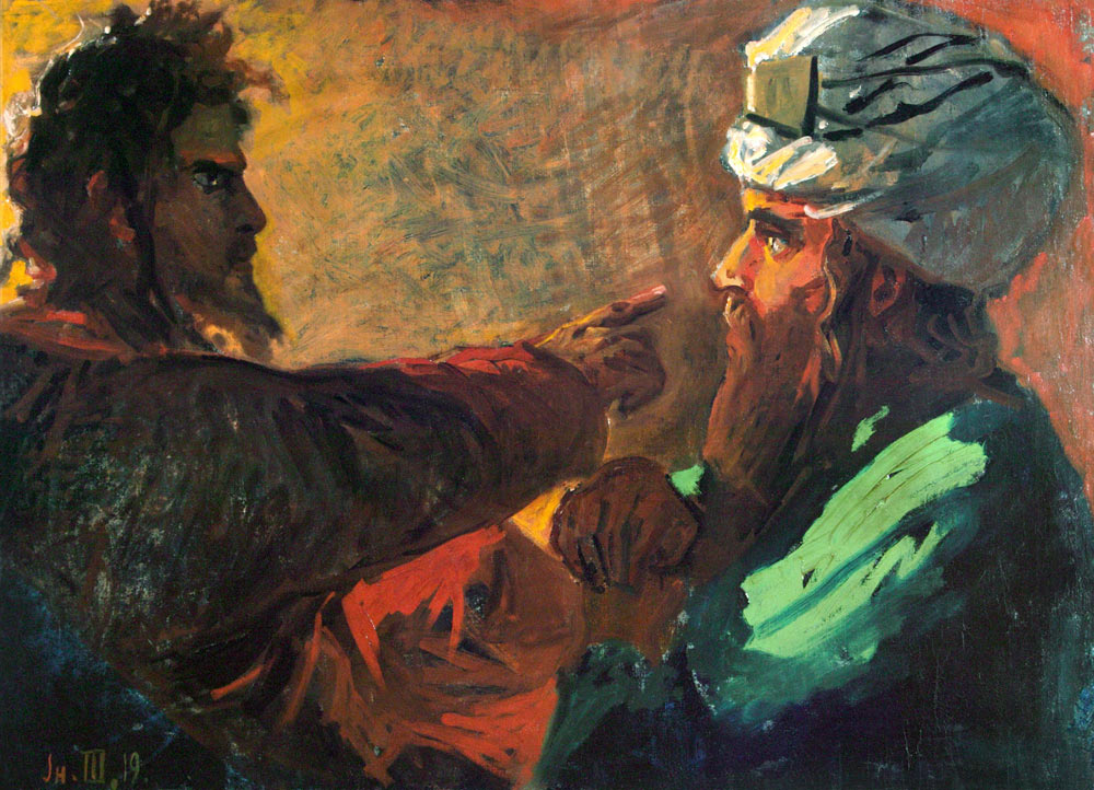 Christ and Nicodemus (Study) à Nikolai Nikolajewitsch Ge