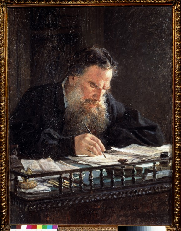 Portrait of the author Leo N. Tolstoy (1828-1910) à Nikolai Nikolajewitsch Ge