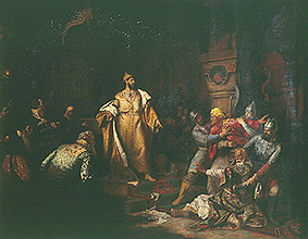 Zar Iwan III. und der tatarische Khan à Nikolaj Semenowitsch Shustov
