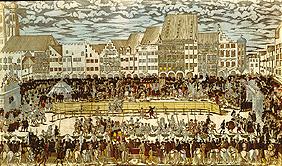 mariage de Guillaume V. de  Bavière avec  Renate von Lothringen. Tournoi de chevaliers  sur la Marie