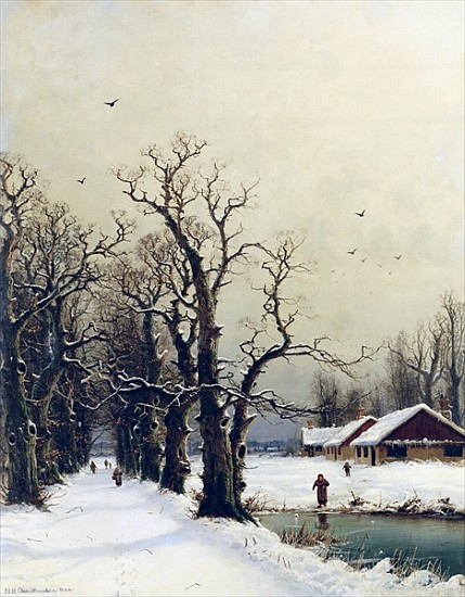 Winter scene, 19th century à Nils Hans Christiansen