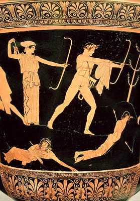 The Death of the Niobids, detail from an Attic red-figure calyx-krater, c.450 BC (pottery) (detail o à Peintre Niobid