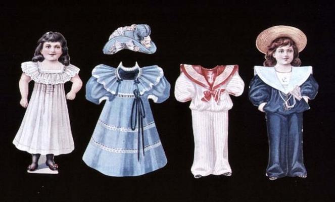 20:Paper dolls and dresses produced by Hoods as a fashion advertisement, English, 1894 à 