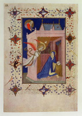 MS 11060-11061 Hours of Notre Dame: Matins, The Annunciation, French, by Jacquemart de Hesdin (fl.13 à 