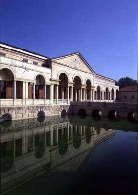 The Loggia di Davide (or D'Onore) and the fishponds seen from the garden designed by Giulio Romano (