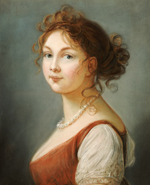 Portrait Of Louisa, Queen Of Prussia (1776-1810), Bust Length In A Terracotta Dress With White Sleev à 