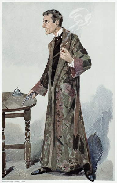 Sherlock Holmes, Cartoon from Vanity Fair of the Actor William Gillette à 