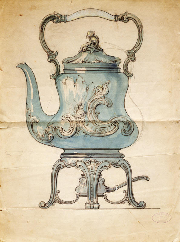 A Shaped Silver Kettle And Stand à 