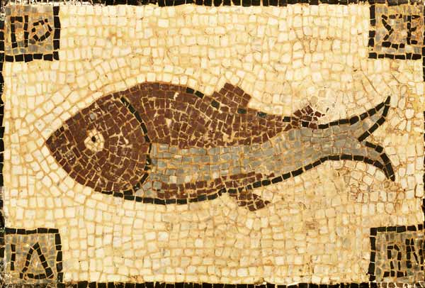 A Roman Mosaic Panel Depicting A Fish à 