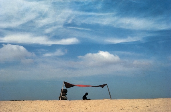 A lone fisherwomen waiting for her husband to return from sea at Gopalpur (photo)  à 