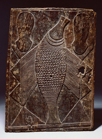 A Baule Door, Anuan,  Carved In Relief With A Fish à 