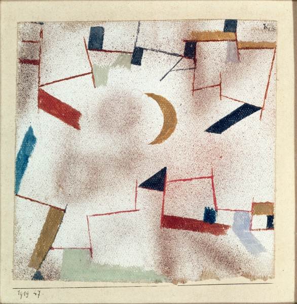 Abstract with crescent moon, 1919 (no 47) (w/c on primed linen on paper on cardboard)  à 