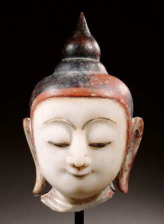 A Burmese, Shan Style, Alabaster Head Of Buddha Shakyamuni, 18th Century à 