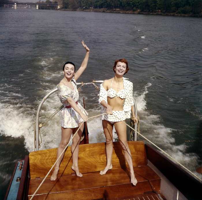 Actresses Ludmilla Tcherina and Andree Debar on A Boat à 