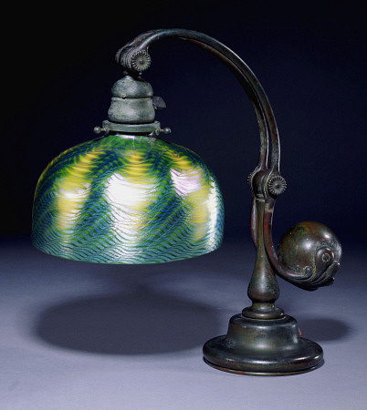 A Favrile Glass And Bronze Counter Balance Lamp,  Circa 1900-10 à 